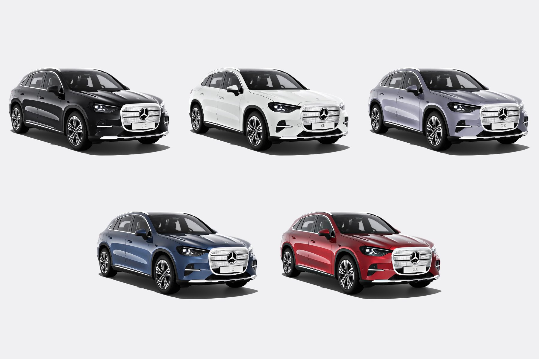 Le Mercedes GLC 250 électrique dans plusieurs teintes