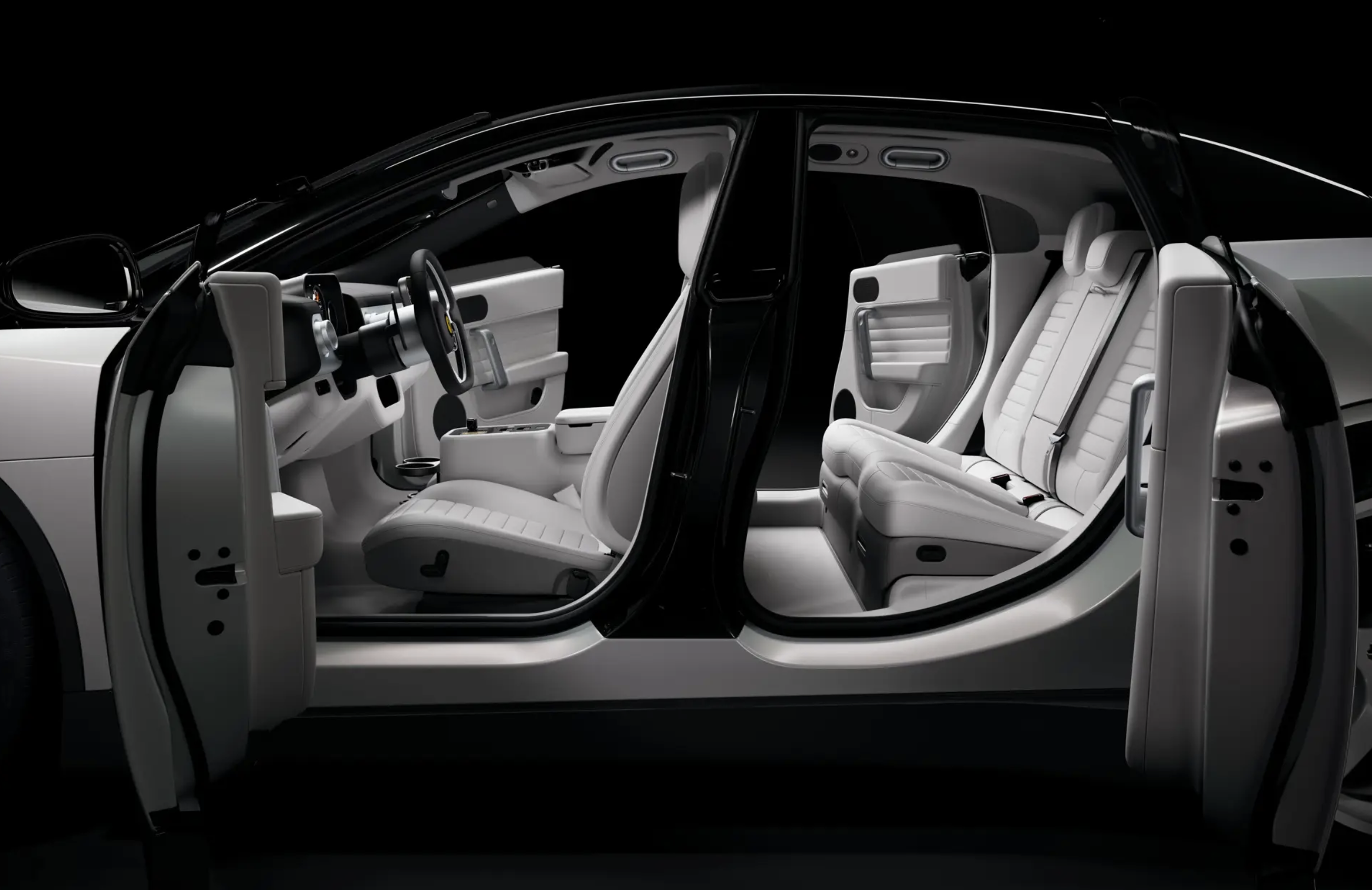 abstract electric car silhouette glowing lines dark studio